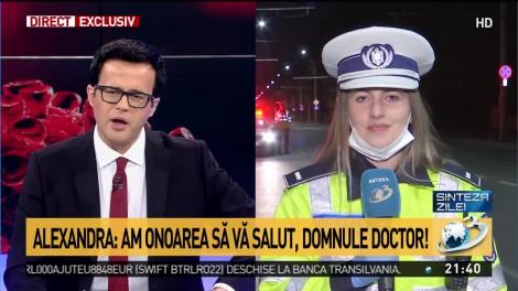 Ea este Alexandra, polițista de 21 de ani care a luat poziția de drepți în fața unui medic abia ieșit din gardă: "Așa am fost educată"