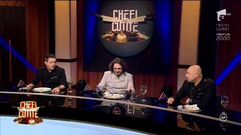 Jurații Chefi la Cuțite, invitați să urce pe catwalk. ”La chiloți, dacă se poate!” Ianna, Vasilică Ceterașul și Sonia Trifan au coborât de pe scenă direct în bucătărie!