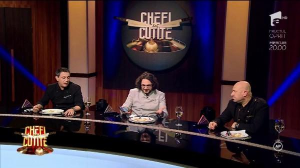 Jurații Chefi la Cuțite, invitați să urce pe catwalk. &rdquo;La chiloți, dacă se poate!&rdquo; Ianna, Vasilică Ceterașul și Sonia Trifan au cobor&acirc;t de pe scenă direct &icirc;n bucătărie!