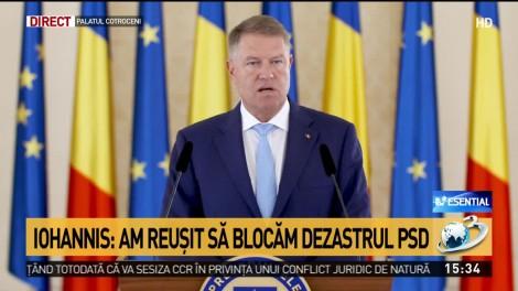 Klaus Iohannis, prima reacție după ce moțiunea de cenzură a trecut: "Rezolvat! Astăzi a câștigat România. Alegerile anticipate sunt soluția"