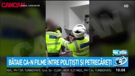 Și-au împărțit pumni și picioare fără număr! Bătaie ca-n filme între polițiști și petrecăreți, în timpul unei intervenții