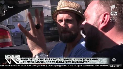 Cursă nebună prin București! Dani Oțil a acceptat cea mai mare provocare. S-a lăsat plimbat cu mașina de un șofer "fără vedere": "Mi-e frică să nu rămân olog. De moarte nu mi-e frică"