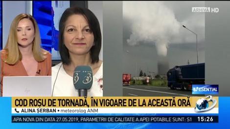 Cod roșu de tornadă în România. Cod portocaliu pentru mai multe județe