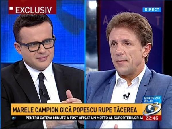 Gică Popescu, dezvăluire de senzație la &bdquo;Sinteza Zilei&rdquo;: &bdquo;Toată viața de sportiv mi-a doirt să fiu mai bun ca Hagi!&rdquo;