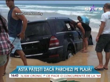 VIDEO: Plaja e pentru ŞEZLONGURI, nu pentru MAŞINI! Cum şi-a distrus un "ŞMECHER" maşina de FIŢE