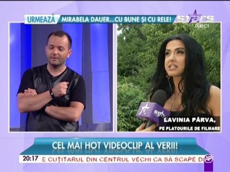 Lavinia Pîrva pregătește cel mai hot clip al verii!  Ştefan Bănică, juratul X Factor, a vizitat-o pe platourile de filmare