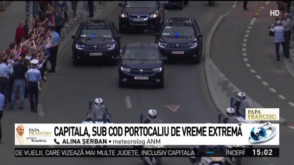 Capitala, sub cod portocaliu de vreme extremă, &icirc;nainte de slujba oficiată de Papa Francisc la Catedrala Sf&acirc;ntul Iosif