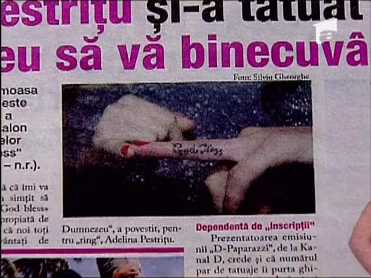 Adelina Pestritu si-a tatuat pe un deget: "Dumnezeu sa va binecuvanteze"