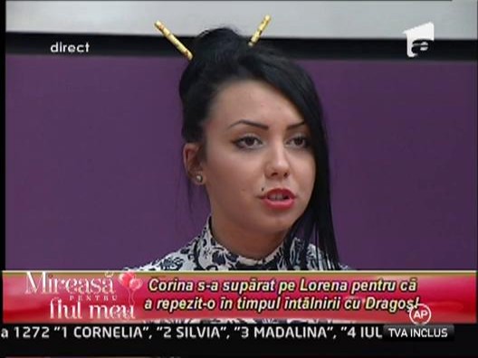 Corina: "Lorena a vrut sa acapareze discutia cu Dragos"