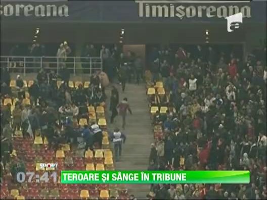 Violente intre suporteri si stewarzii in tribune, la meciul Romania - Belgia