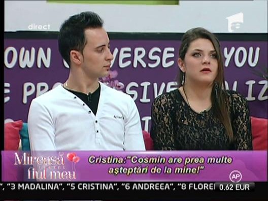 Cristina: "Cosmin are prea multe asteptari de la mine!"