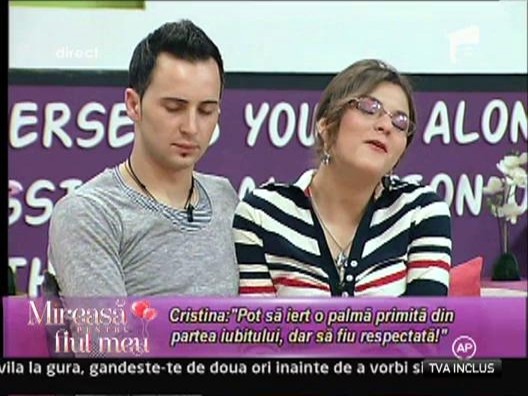 Cristina: "Pot sa iert o palma primita din partea iubitului, dar sa fiu respectata!"