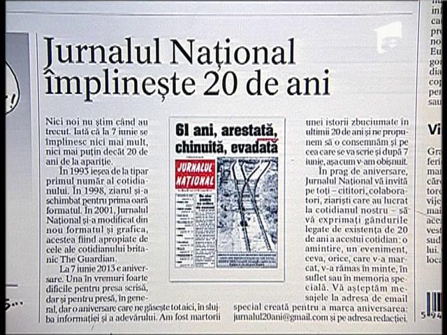 Jurnalul National implineste 20 de ani