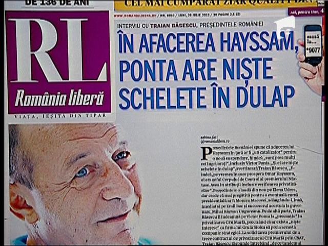 Traian Basescu: "In afacerea Hayssam, Ponta are niste schelete in dulap"