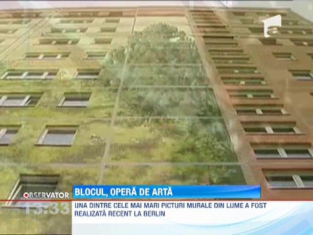 RECORD: Cea mai mare pictura murala din lume a fost realizata la Berlin! Opera se intinde pe un intreg cartier de blocuri