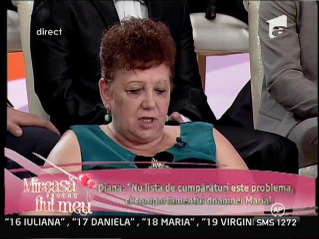 Diana: "Nu lista de cumparaturi de problema, ci comportamentul Mariei"