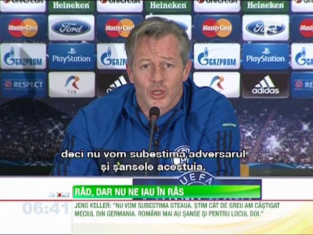 Jens Keller, antrenor Schalke: "Nu subestimăm Steaua. Rom&acirc;nii vor fi motivaţi pentru că mai au şanse!"