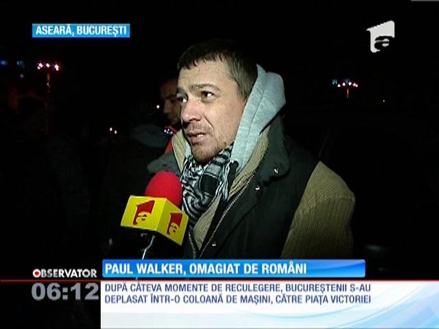 Mii de rom&acirc;ni s-au str&acirc;ns aseară &icirc;n Piaţa Constituţiei pentru a-l omagia pe actorul Paul Walker
