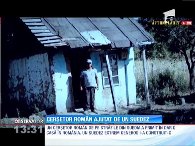 Cerşetor rom&acirc;n ajutat de un suedez
