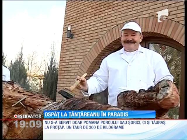 Ţ&acirc;nţăreanu a făcut ospăţ cu taur, porci şi o tonă de vin!