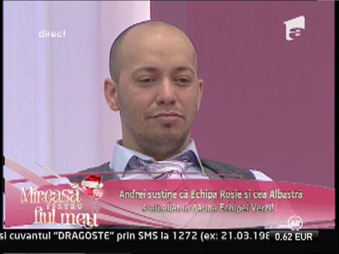 Andrei susţine că Echipa Roşie şi cea Albastră s-au aliat în dauna echipei Verzi