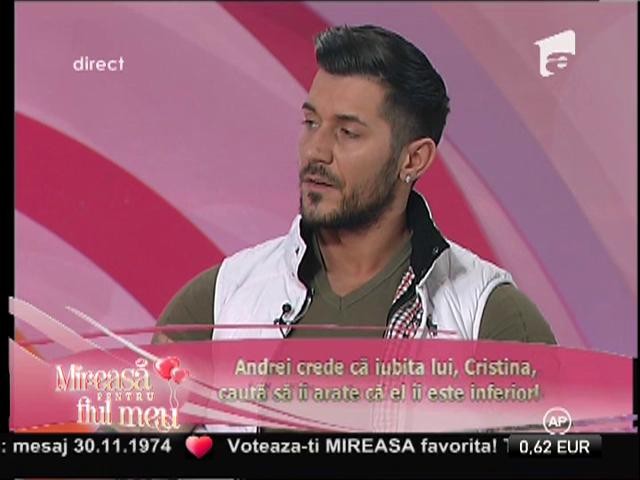 Cristina l-a enervat pe Andrei, la jocul de biliard