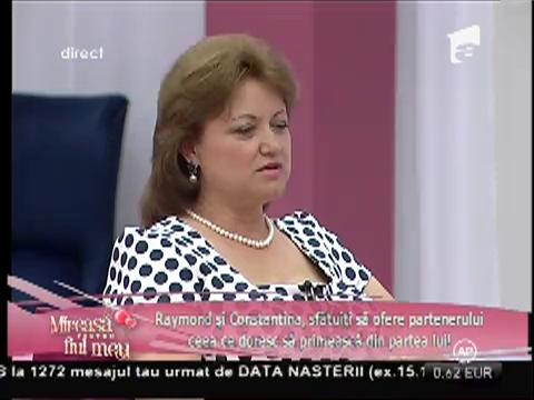 Psihologul Ioana Tănase a discutat cu Raymond şi cu Constantina despre relaţia lor!