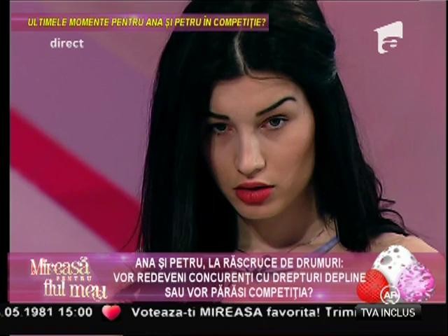 Ana părăsește competiția ”Mireasă pentru fiul meu”