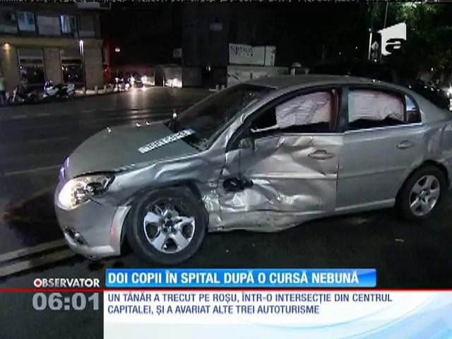 După o cursă nebună prin centrul Capitalei un şofer i-a băgat pe doi copii şi pe mama lor &icirc;n spital