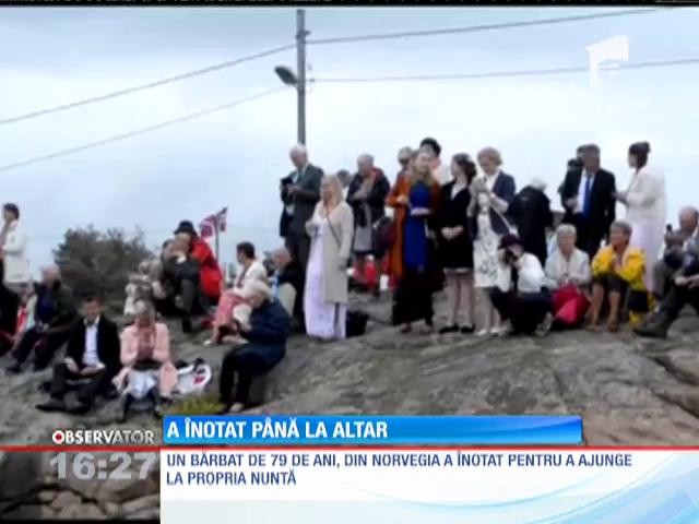 O viitoare mireasă din Norvegia şi-a pus mirele să &icirc;noate p&acirc;nă la alatar