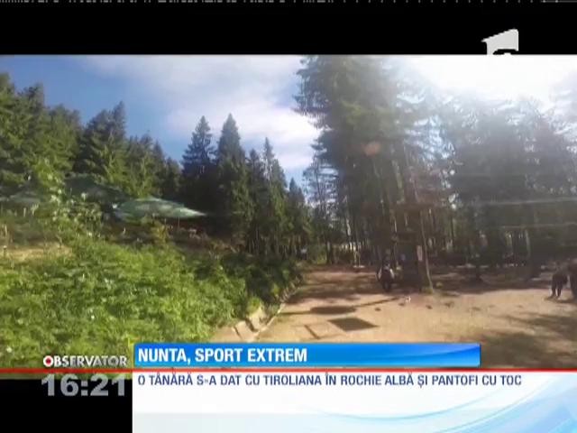 O mireasă s-a dat cu tiroliana &icirc;n ziua nunţii