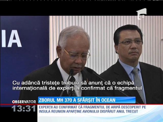 Zborul MH 370 a sf&acirc;rşit &icirc;n ocean