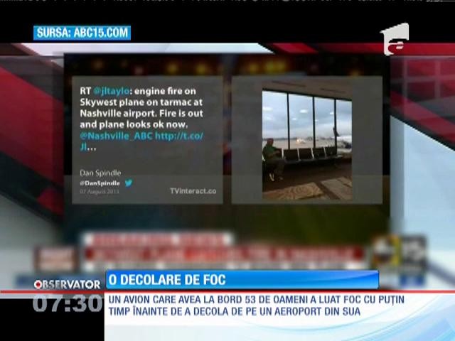 Un avion a luat foc &icirc;nainte de decolare pe un aeroport din SUA