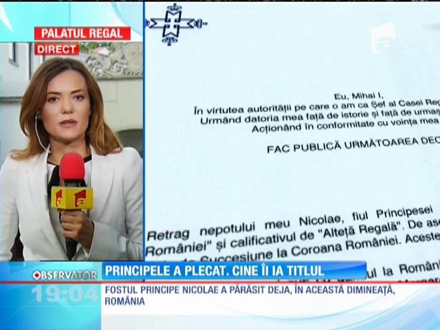 Regele Mihai i-a retras nepotului Nicolae titlul de Principe al Rom&acirc;niei