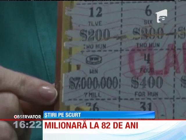Multimilionară la 82 de ani, după ce a c&acirc;știgat la Loto