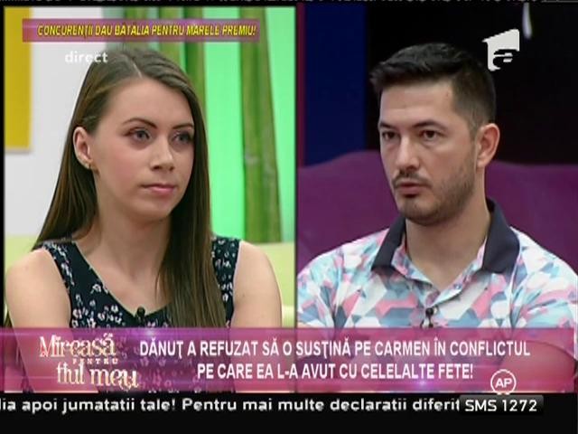 Carmen &icirc;l acuză pe Dănuţ de ipocrizie!
