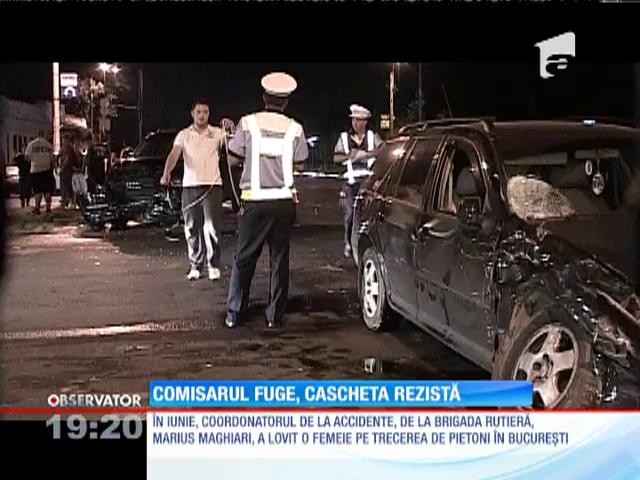 Marius Maghiari, poliţistul care a lovit o femeie pe trecerea de pietoni, a dat proba de rezistenţă cu jurnaliştii
