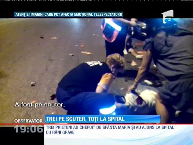 S-au urcat 3 pe un scuter și toți au ajuns la spital