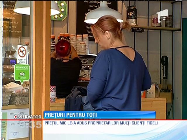 Un ceai, 5 lei. O cafea, 8. Dar dacă nu aveţi nici aceşti bani, comandaţi şi primiţi gratis