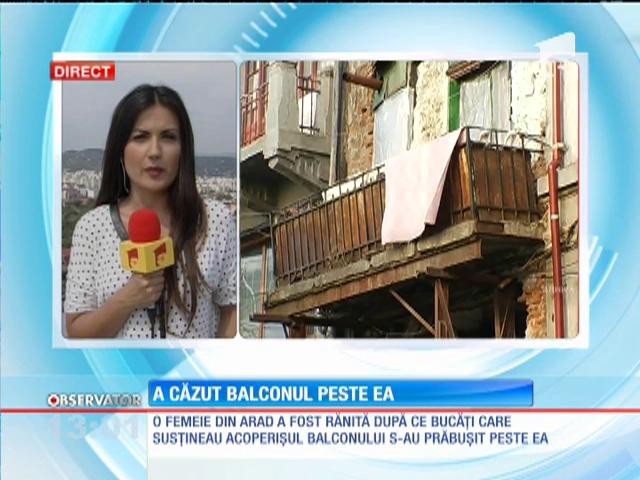 Caz şocant &icirc;n Arad. Un balcon al unei clădiri vechi din oraş s-a prăbusit