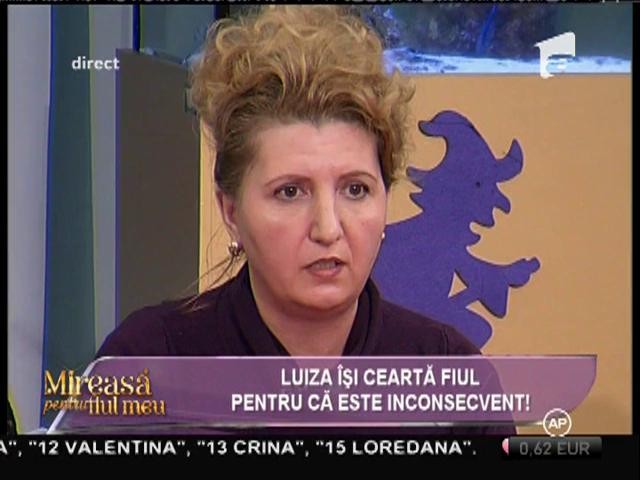 Luiza, către fiul ei: "Tudor, să nu te vinzi pe un buchet de flori"