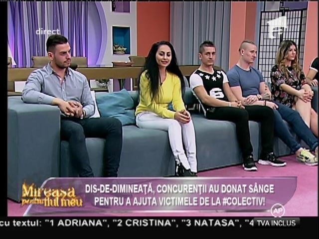 Concurenții de la &rdquo;Mireasă pentru fiul meu&rdquo; au donat s&acirc;nge pentru victimele de la Colectiv