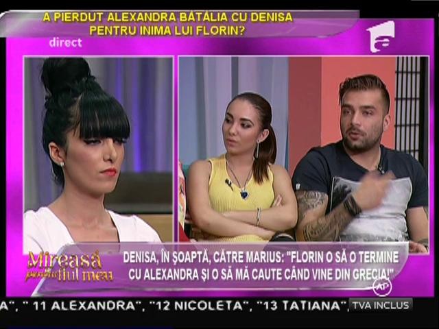 Denisa, &icirc;n soaptă către Marius: &rdquo;Florin o să o termine cu Alexandra și o să mă caute c&acirc;nd vine din Grecia!&rdquo;
