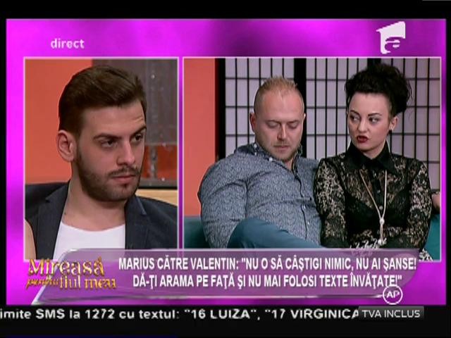 Marius: "Valentin este singurul om ce nu merită să stea &icirc;n competiție este un om fals!"