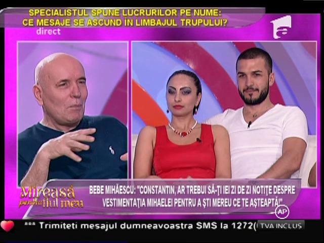 Bebe Mihăescu, către Constantin: "C&acirc;nd priveşti &icirc;n ochii Mihaelei, dintr-o dată te simţi un făt frumos!"