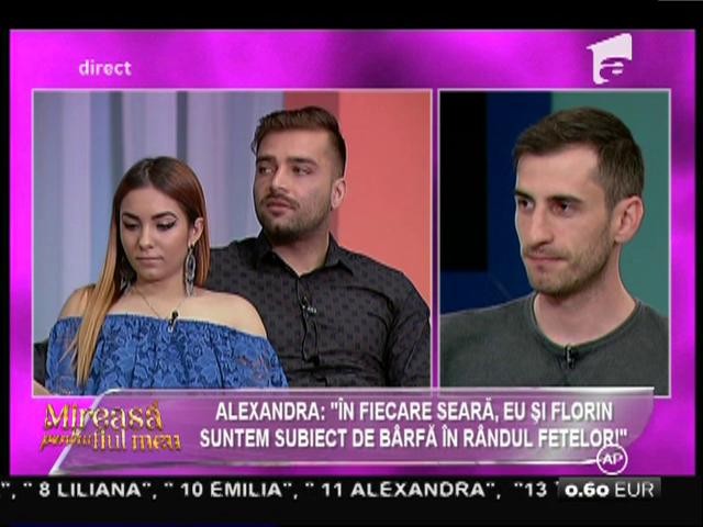 Alexandra: "&Icirc;n fiecare seară, eu şi Florin suntem subiect de b&acirc;rfă &icirc;n r&acirc;ndul fetelor"