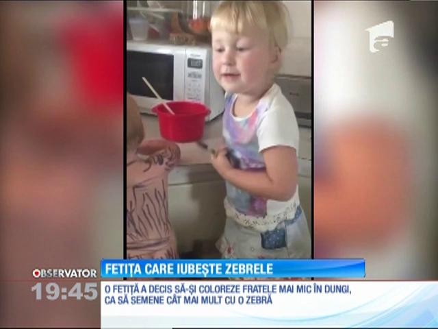 Și-a pictat &icirc;n dungi fratele mai mic, ca să semene cu o zebră!