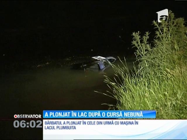 A plonjat cu mașina &icirc;n lacul Plumbuita după o cursă cu focuri de armă