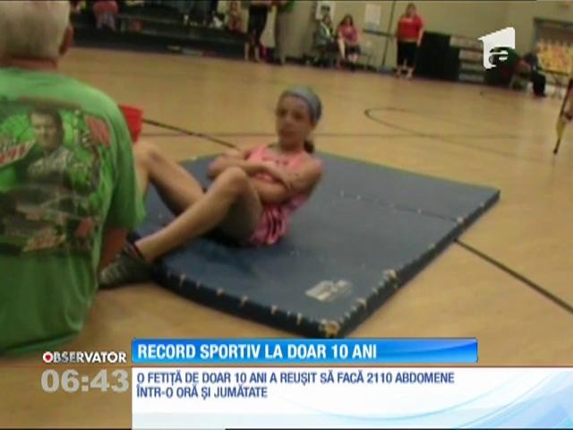 Record sportiv la doar 10 ani. A reuşit să facă 2110 abdomene &icirc;ntr-o oră și jumătate!