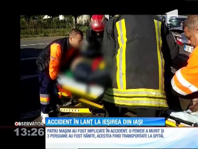 Accident teribil la ieșirea din Iași. Patru mașini au fost implicate &icirc;ntr-un carambol